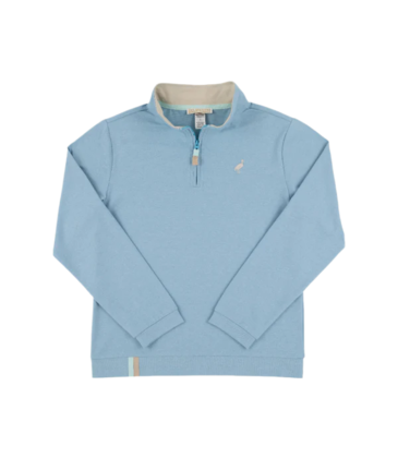 The Beaufort Bonnet Company TBBC Prepletic Hayword Half Zip - Barrington Blue/Osprey Oatmeal