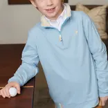 The Beaufort Bonnet Company TBBC Prepletic Hayword Half Zip - Barrington Blue/Osprey Oatmeal