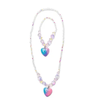 Great Pretenders Great Pretenders Galaxy Heart Necklace & Bracelet Set