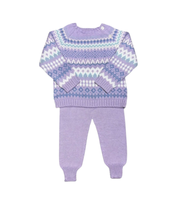 Mi Lucero Mi Lucero Lavender Fair Isle Jogger Set