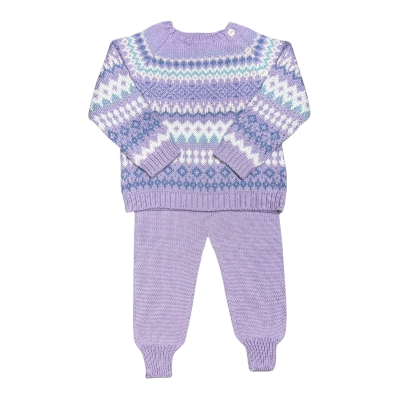 Mi Lucero Mi Lucero Lavender Fair Isle Jogger Set