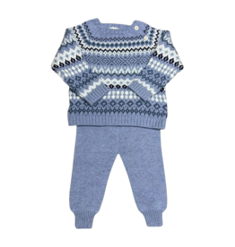 Mi Lucero Mi Lucero Chambray Fair Isle Jogger Set