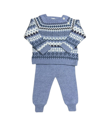 Mi Lucero Mi Lucero Chambray Fair Isle Jogger Set