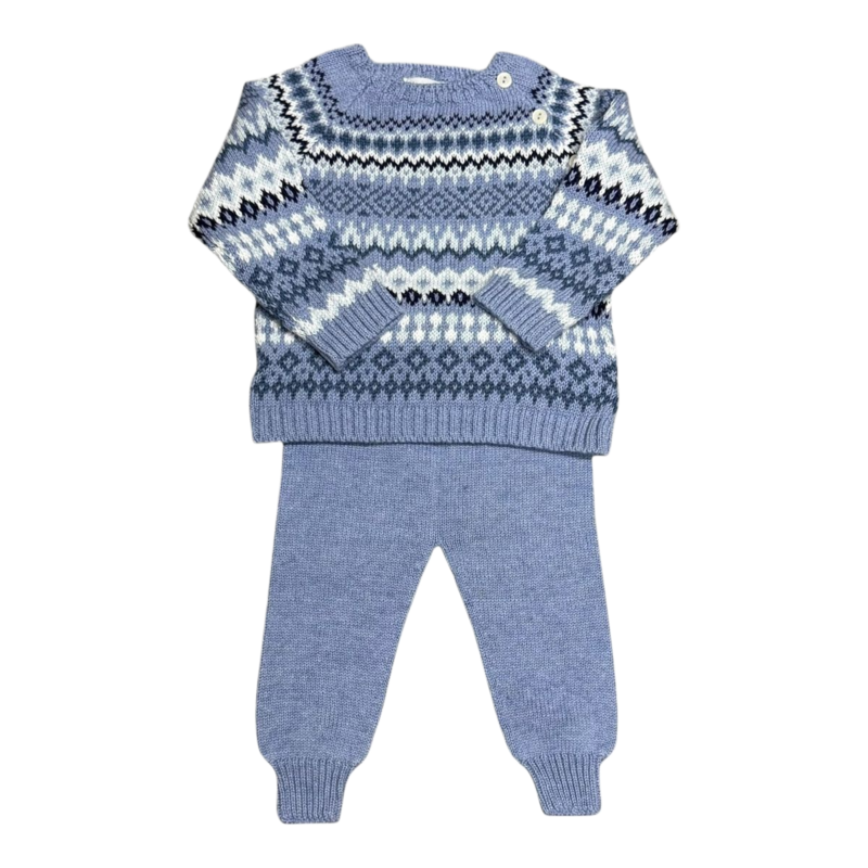 Mi Lucero Mi Lucero Chambray Fair Isle Jogger Set