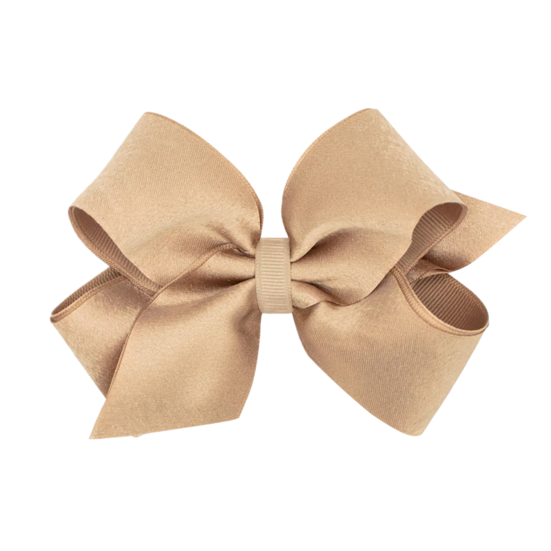 Wee Ones Wee Ones Medium Oatmeal Crepe Satin Bow