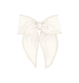 Wee Ones Wee Ones Small Off White Satin Bowtie w/ Twisted Wrap and Whimsy Tails
