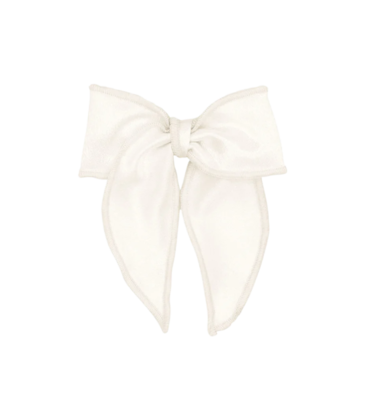 Wee Ones Wee Ones Small Off White Satin Bowtie w/ Twisted Wrap and Whimsy Tails