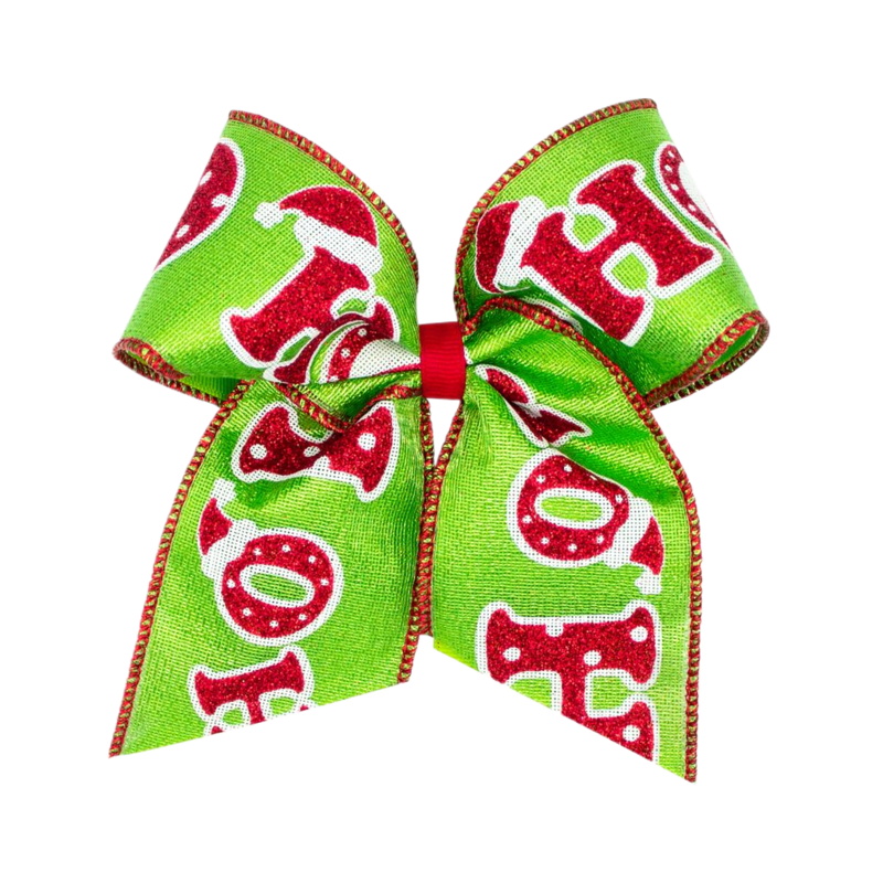 Wee Ones Wee Ones King Green Glitter HOHO Cheer Bow