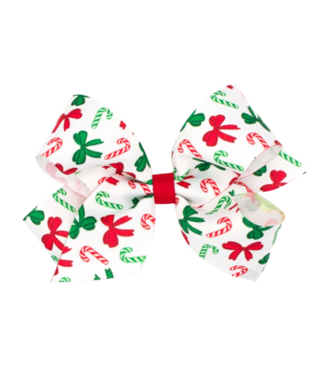 Wee Ones Wee Ones Medium Candy Cane Print Bow