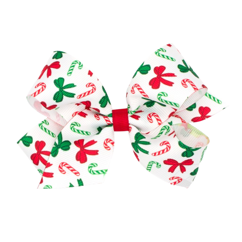 Wee Ones Wee Ones Medium Candy Cane Print Bow