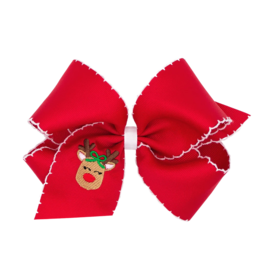 Wee Ones Wee Ones King Red Reindeer Emb Moonstitch Bow
