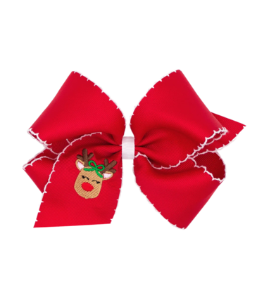 Wee Ones Wee Ones King Red Reindeer Emb Moonstitch Bow