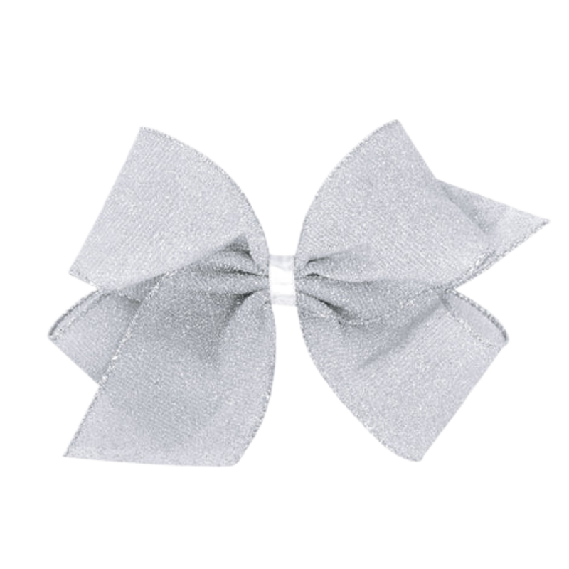 Wee Ones Wee Ones Small King Silver Metallic Textured Bow