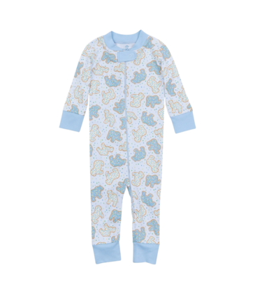 Magnolia Baby Magnolia Baby Animal Crackers Light Blue Zipper Pajamas