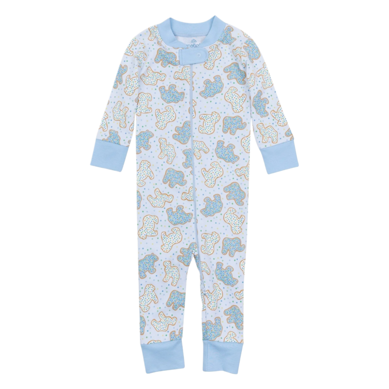 Magnolia Baby Magnolia Baby Animal Crackers Light Blue Zipper Pajamas