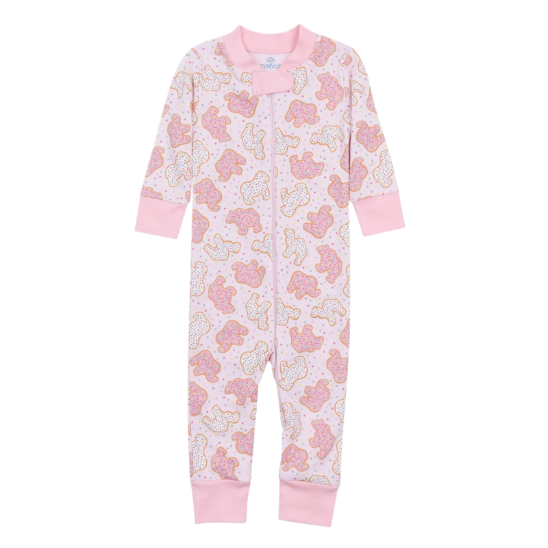 Magnolia Baby Magnolia Baby Animal Crackers Pink Zipper Pajamas