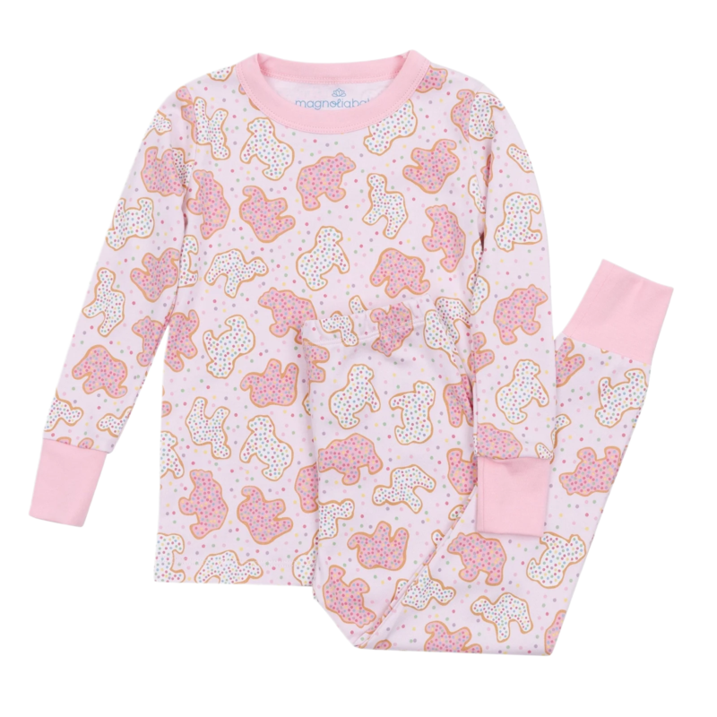 Magnolia Baby Magnolia Baby Animal Crackers Pink Long Pajamas