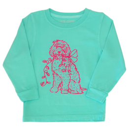 Mustard & Ketchup Mustard & Ketchup LS Mint Christmas Doodle Dog T-Shirt