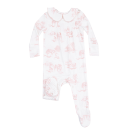 Angel Dear Angel Dear Peter Pan Zipper Footie - Farm Toile Pink