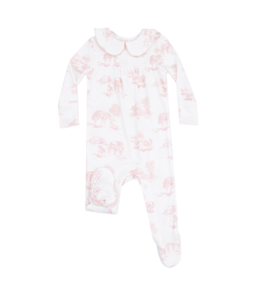 Angel Dear Angel Dear Peter Pan Zipper Footie - Farm Toile Pink