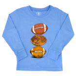 Wes and Willy Football Tower Tee - UNC Blue