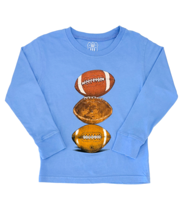 Wes and Willy Football Tower Tee - UNC Blue