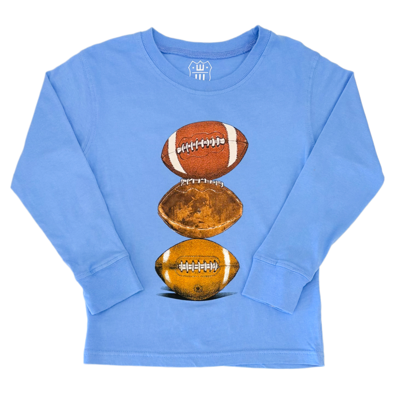 Wes and Willy Football Tower Tee - UNC Blue