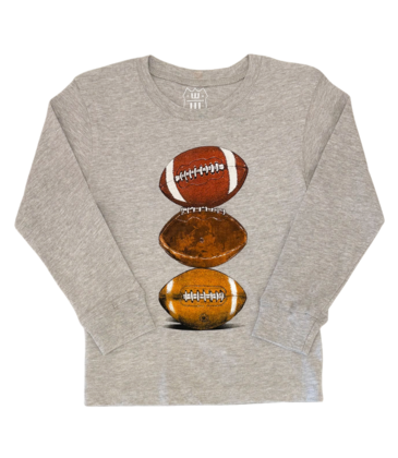 Wes and Willy Football Tower Tee - Heather Grey