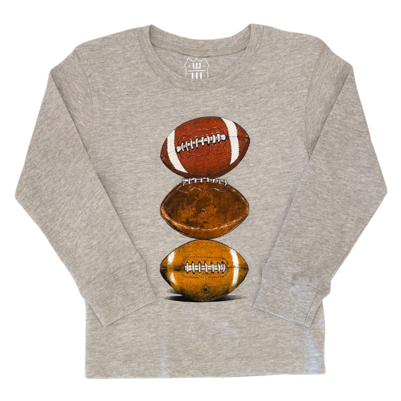 Wes and Willy Football Tower Tee - Heather Grey