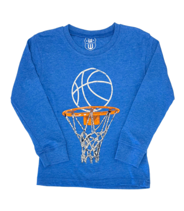 Wes and Willy Basketball & Hoop Tee - Blue Moon