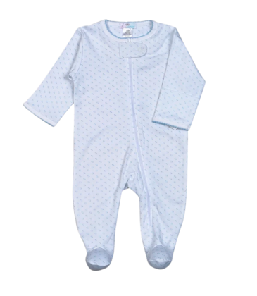 Baby Loren Blue Tiny Dots Zipper Footie