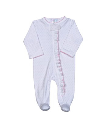 Baby Loren Pink Dots Zipper Footie