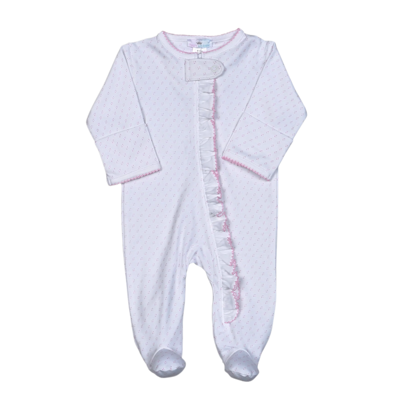 Baby Loren Pink Dots Zipper Footie