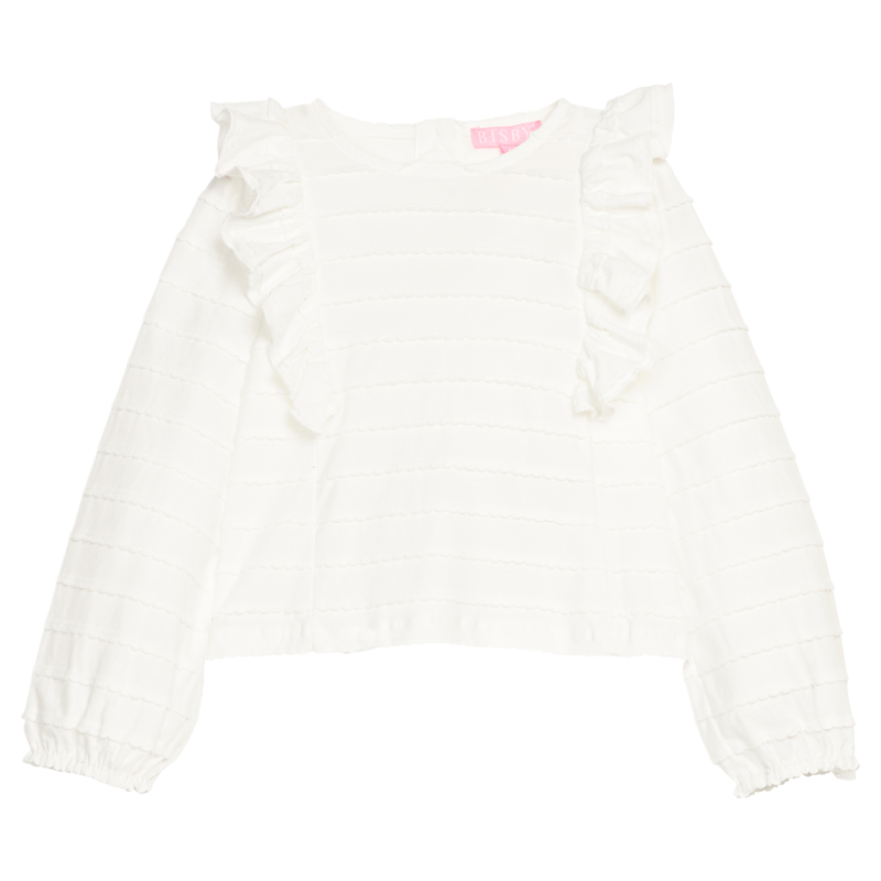 Bisby Bisby White Scallop Ruffle Blouse