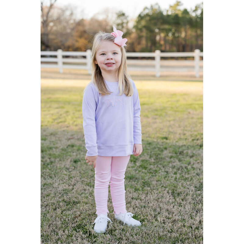 James & Lottie James & Lottie Pink Bows Sidney Lavender Sweatshirt
