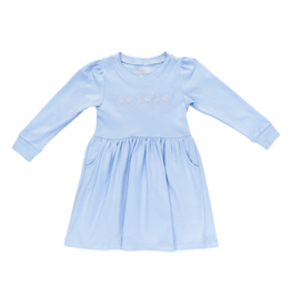 James & Lottie James & Lottie Pink Bows Sidney Light Blue Sweatshirt Dress