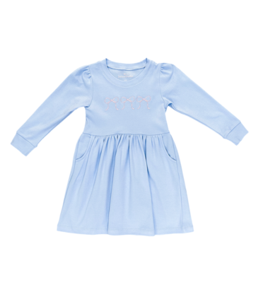 James & Lottie James & Lottie Pink Bows Sidney Light Blue Sweatshirt Dress