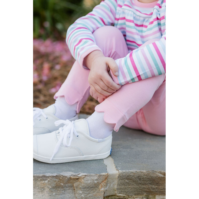 James & Lottie James & Lottie Light Pink Scallop Leggings - Stripe Collection