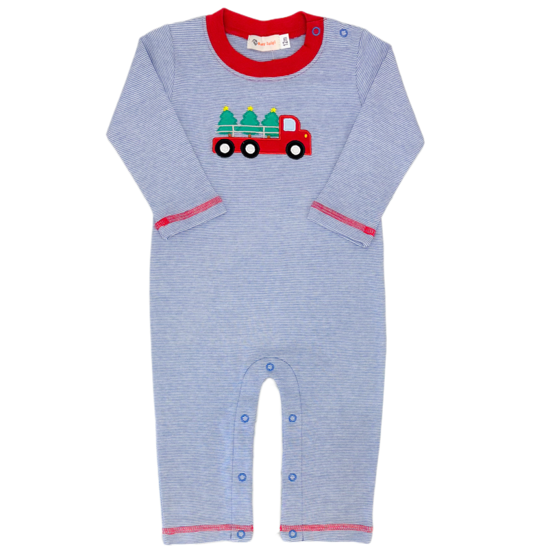 Luigi Luigi Christmas Truck Stripe Romper