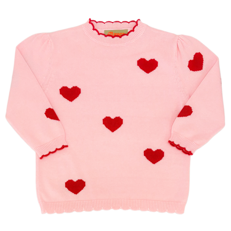 Luigi Luigi Heart Scallop Crew Neck Sweater