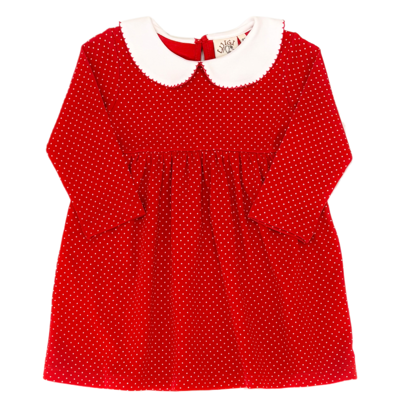 Luigi Luigi Red Polka Dot Collared Dress