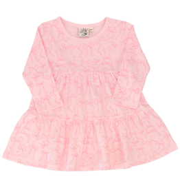 Luigi Luigi Light Pink Bows Print Tiered Dress