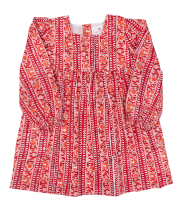 Smockingbird Smockingbird Persimmon Block Print Dress