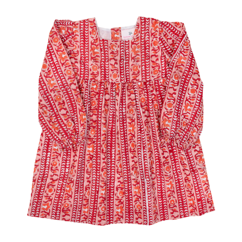 Smockingbird Smockingbird Persimmon Block Print Dress