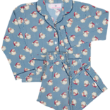 Smockingbird Smockingbird Navy Striped Vintage Santa Button Down Pajama Set