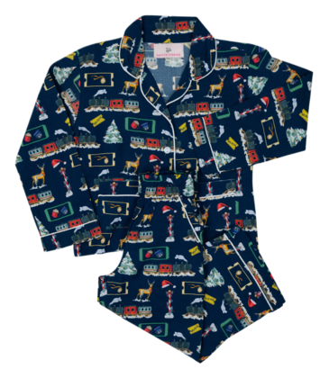 Smockingbird Smockingbird Polar Express Button Down Pajama Set