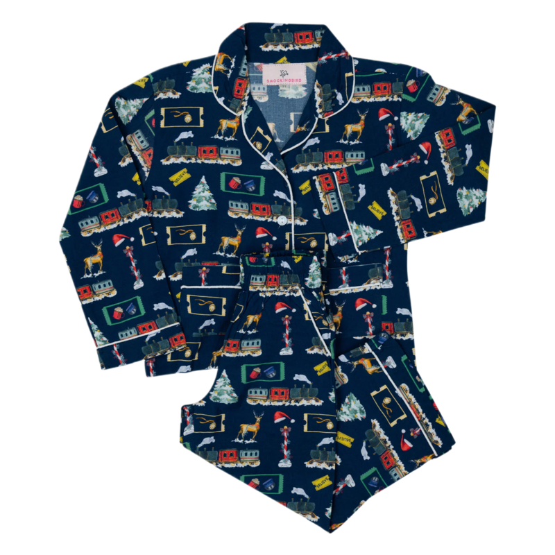Smockingbird Smockingbird Polar Express Button Down Pajama Set