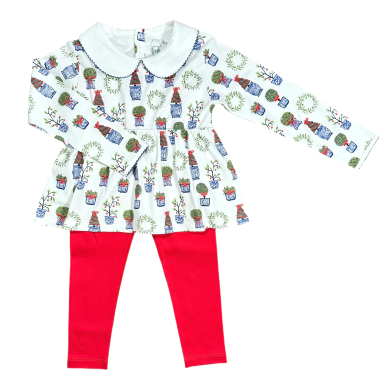 Heyward House Heyward House Play Shirt & Leggings - Christmas Planters