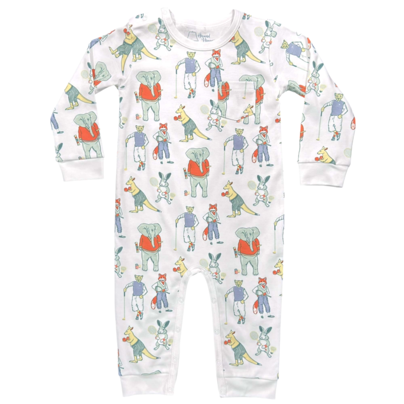 Heyward House Heyward House Long Sleeve Romper - Autumn Animal Club