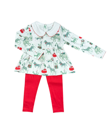 Heyward House Heyward House Play Shirt & Leggings - Christmas Safari